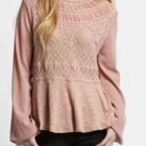 Free People Blush Lace Blouse